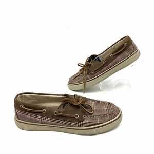 Sperry Brown Pink Canvas Leather Boat Shoe | Women’s 6.5